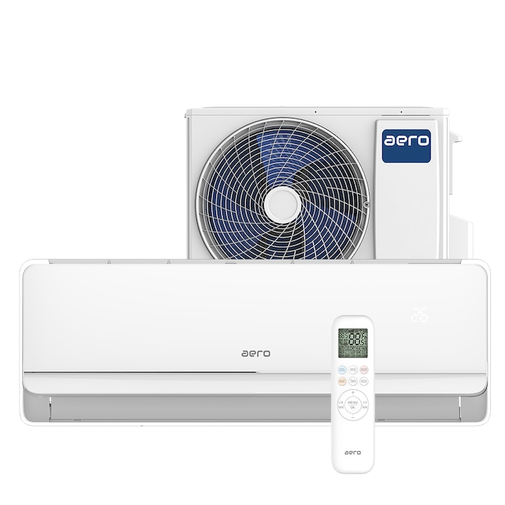 Aer Conditionat AERO Freezy ACS-12FW Wi-Fi, R32, Inverter, 12000 BTU/h, clasa A++, I Feel, Autodiagnoza, Autocuratare, AutoRestart, Turbo, Filtru Antibacterian, CarbonActiv, PM2.5, afisaj LED