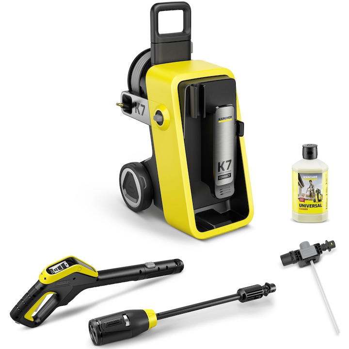 Aparat de spalat cu presiune Karcher K 7 Comfort Premium Connect *EU, putere 3000 W, presiune 180 bar, debit 600 l/h, pistol G180Q Connect, lance 4-in-1 Multi Jet, furtun 10 m, detergent universal RM 626 la 1 l