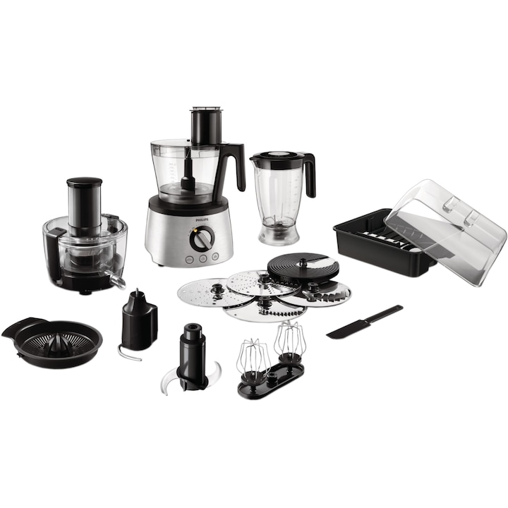 Robot de bucatarie Philips Avance Collection HR7778/00, 1300 W, bol 3.4 l, blender 2.2 l, storcator de fructe si legume, 12 viteze + Pulse, inox