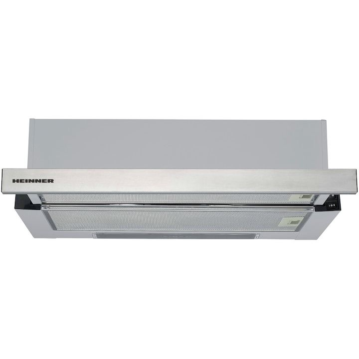 Hota incorporabila telescopica Heinner HTCH-440FS, Putere de absorbtie 325 mc/h, 1 motor, 60 cm, Inox