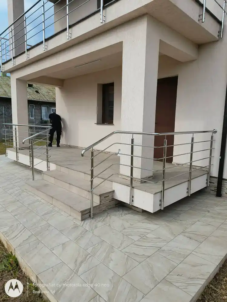 Balustradă inox scări exterioare - lucrare Real Inox 36